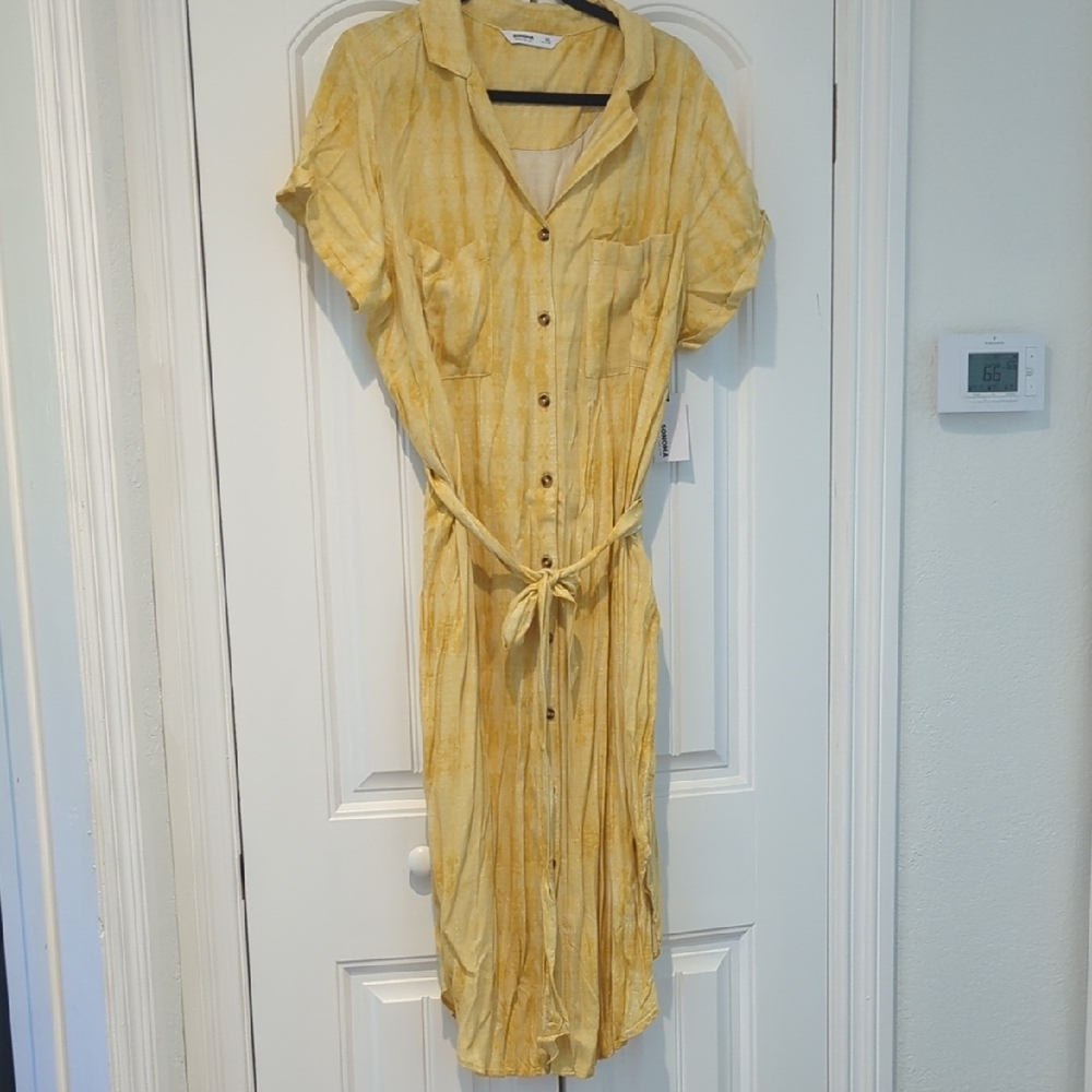 NWT Sonoma Yellow Midi Shirt Dress